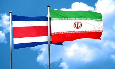 Costa Rica flag with Iran flag, 3D rendering