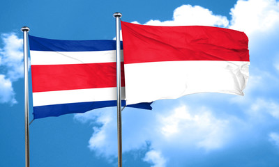 Fototapeta na wymiar Costa Rica flag with Indonesia flag, 3D rendering