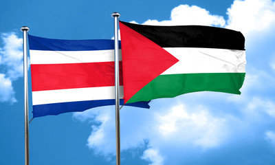 Costa Rica flag with Palestine flag, 3D rendering