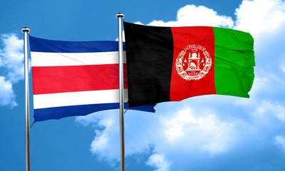 Costa Rica flag with afghanistan flag, 3D rendering