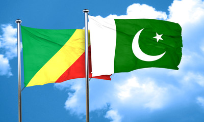 Congo flag with Pakistan flag, 3D rendering