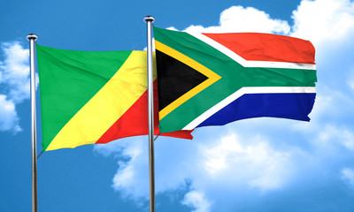 Congo flag with South Africa flag, 3D rendering