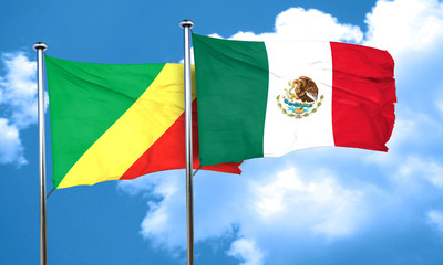 Congo flag with Mexico flag, 3D rendering