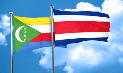Comoros flag with Costa Rica flag, 3D rendering