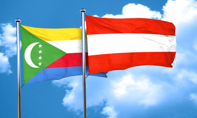 Comoros flag with Austria flag, 3D rendering