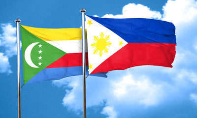 Comoros flag with Philippines flag, 3D rendering
