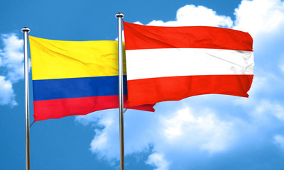 Colombia flag with Austria flag, 3D rendering