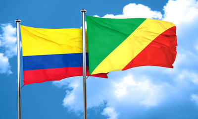 Colombia flag with congo flag, 3D rendering