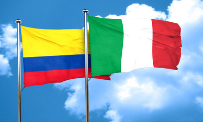 Colombia flag with Italy flag, 3D rendering