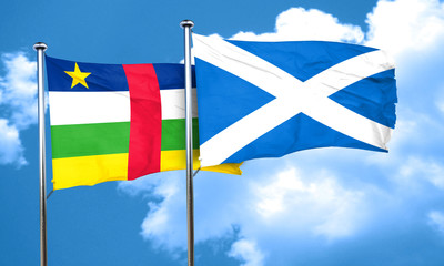 Central african republic flag with Scotland flag, 3D rendering