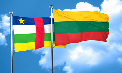 Central african republic flag with Lithuania flag, 3D rendering