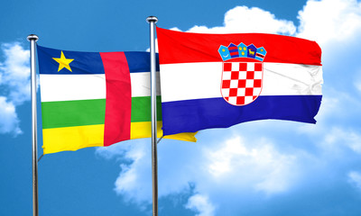 Central african republic flag with Croatia flag, 3D rendering
