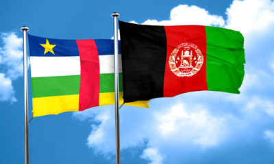Central african republic flag with afghanistan flag, 3D renderin