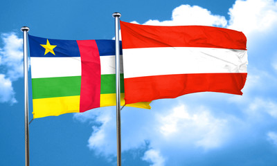 Central african republic flag with Austria flag, 3D rendering