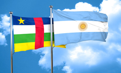 Central african republic flag with Argentine flag, 3D rendering