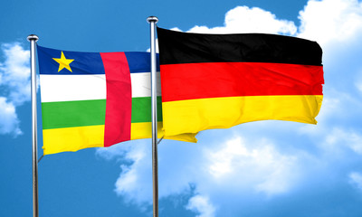 Central african republic flag with Germany flag, 3D rendering