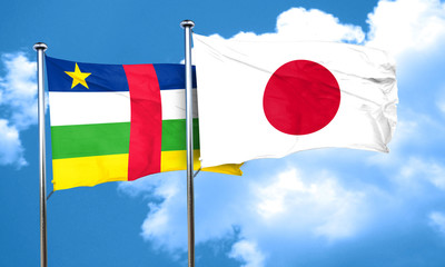Central african republic flag with Japan flag, 3D rendering