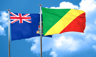 cayman islands flag with congo flag, 3D rendering