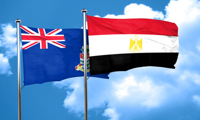 cayman islands flag with egypt flag, 3D rendering