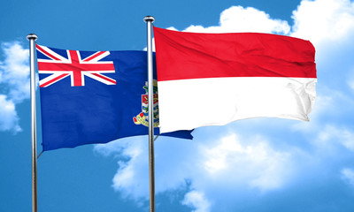 cayman islands flag with Indonesia flag, 3D rendering