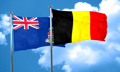 cayman islands flag with Belgium flag, 3D rendering