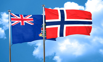 cayman islands flag with Norway flag, 3D rendering