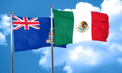 cayman islands flag with Mexico flag, 3D rendering