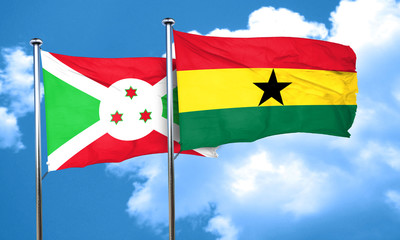 Burundi flag with Ghana flag, 3D rendering