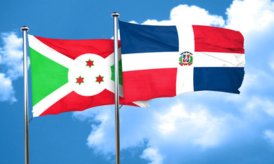 Burundi flag with Dominican Republic flag, 3D rendering