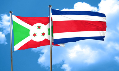 Burundi flag with Costa Rica flag, 3D rendering