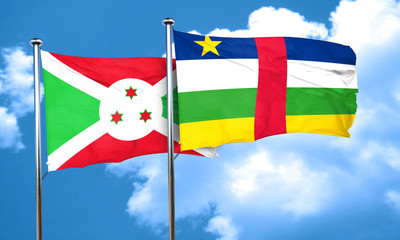 Burundi flag with Central African Republic flag, 3D rendering