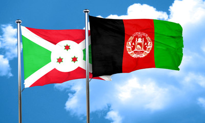 Burundi flag with afghanistan flag, 3D rendering