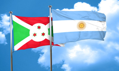 Burundi flag with Argentine flag, 3D rendering
