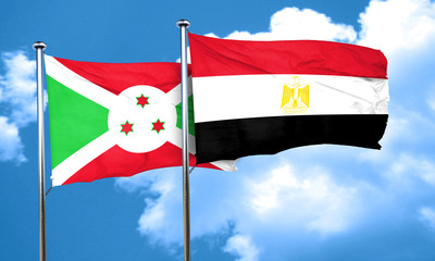 Burundi flag with egypt flag, 3D rendering