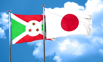 Burundi flag with Japan flag, 3D rendering