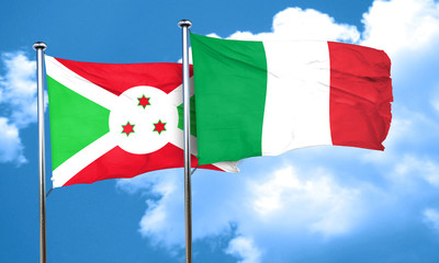Burundi flag with Italy flag, 3D rendering