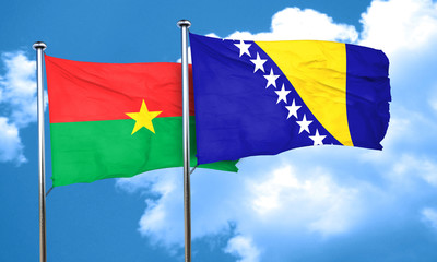Burkina Faso flag with Bosnia and Herzegovina flag, 3D rendering