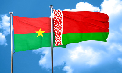 Burkina Faso flag with Belarus flag, 3D rendering