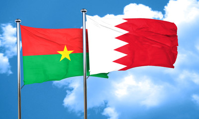 Burkina Faso flag with Bahrain flag, 3D rendering