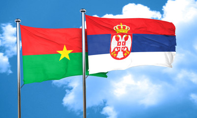 Burkina Faso flag with Serbia flag, 3D rendering