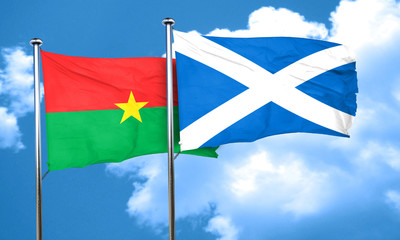 Burkina Faso flag with Scotland flag, 3D rendering
