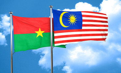 Burkina Faso flag with Malaysia flag, 3D rendering