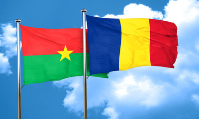 Burkina Faso flag with Romania flag, 3D rendering