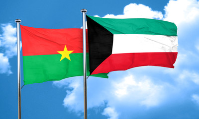 Burkina Faso flag with Kuwait flag, 3D rendering