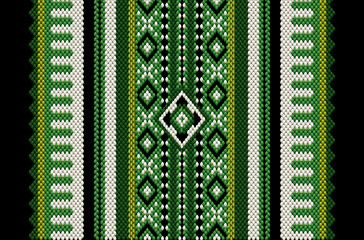 Green Themed Middle Eastern Traditional Carpet Fabric Texture - obrazy, fototapety, plakaty