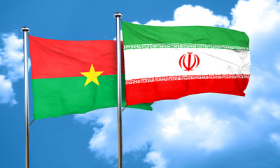 Burkina Faso flag with Iran flag, 3D rendering