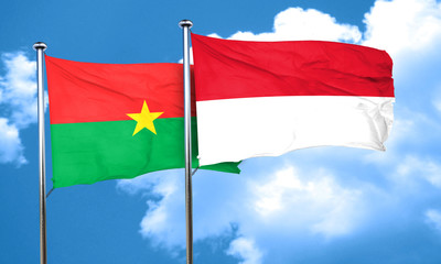 Burkina Faso flag with Indonesia flag, 3D rendering