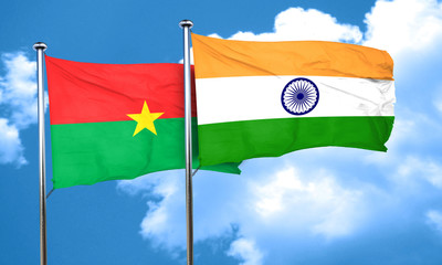 Burkina Faso flag with India flag, 3D rendering