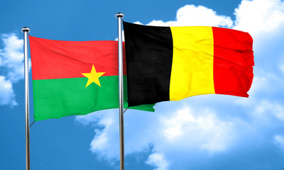 Burkina Faso flag with Belgium flag, 3D rendering