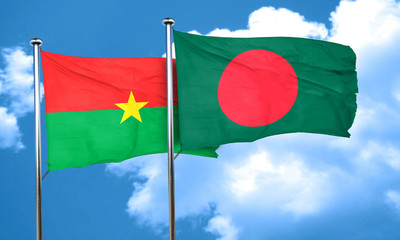 Burkina Faso flag with Bangladesh flag, 3D rendering